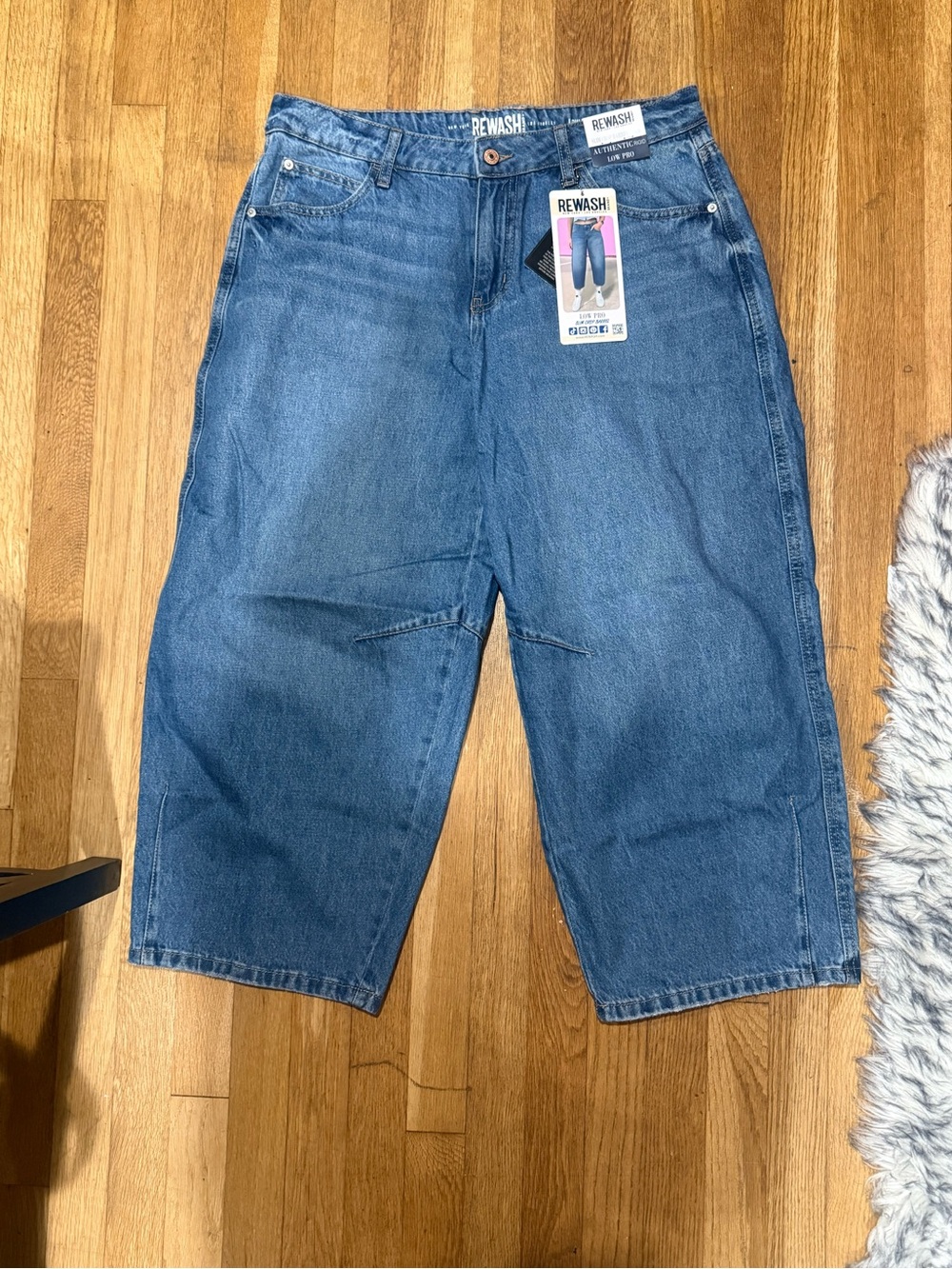 Rewash Blue Wide Leg Cropped Barrel Jeans